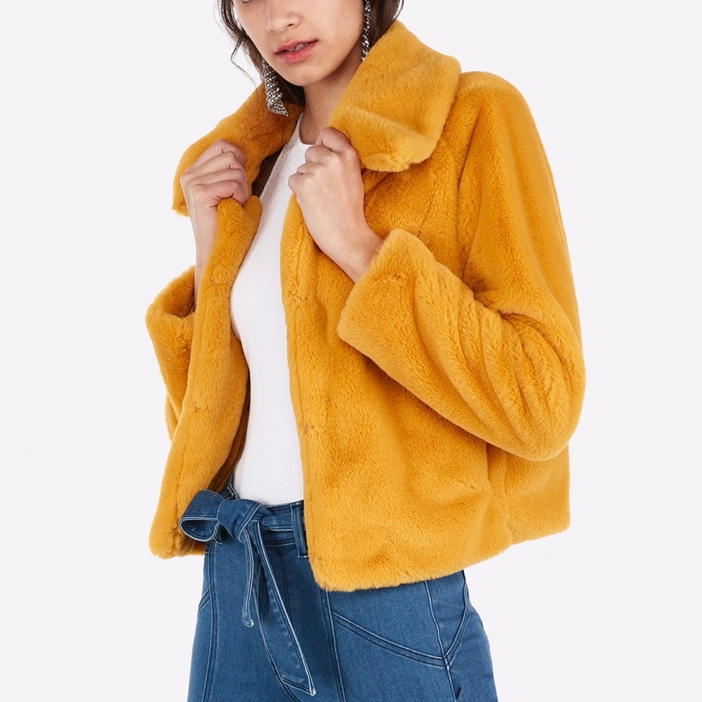 EUC Express Bold Yellow Supersoft Fur Jacket